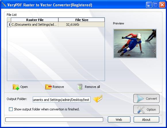 main interface of Raster to EPS Vector Converter