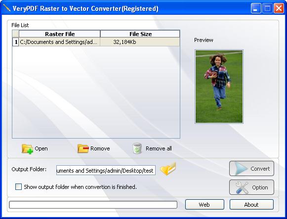 main interface of Raster to PS Vector Converter