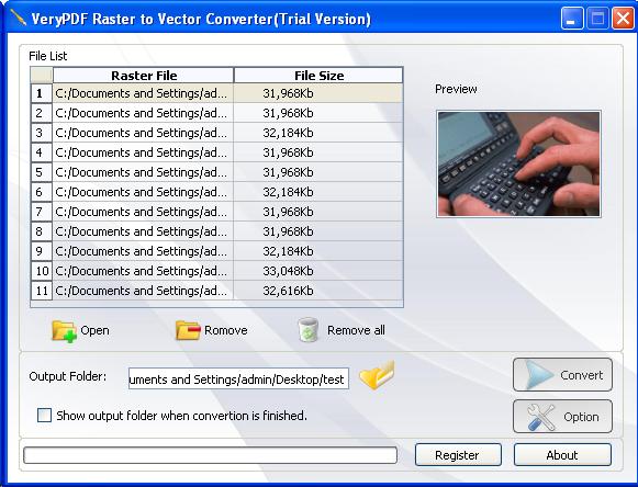 interface of Raster to Vector Converter.