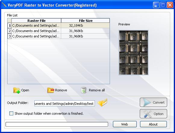 main interface of TGA to Vector EMF Converter