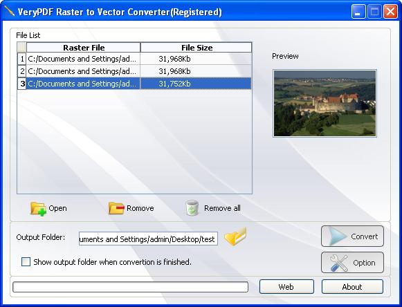 UI of Raster to EMF Vector Converter