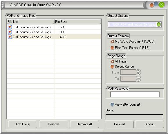 window form of Scan to Word OCR Converter
