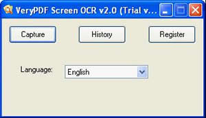 the VeryPDF OCR Screen dialog box
