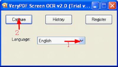 The VeryPDF Screen OCR dialog box VeryPDF Screen OCR dialog box