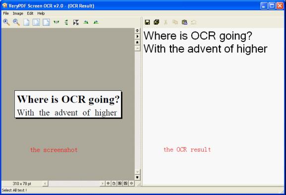 to recognize text on screen VeryPDF Screen OCR dialog box