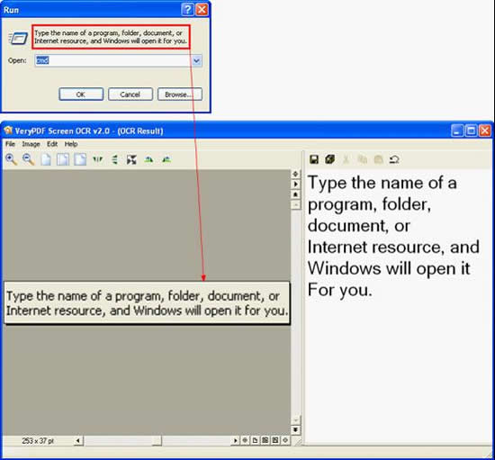 recognize text in snapshot of dialog box