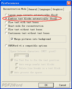 PDF to Word combine blocks