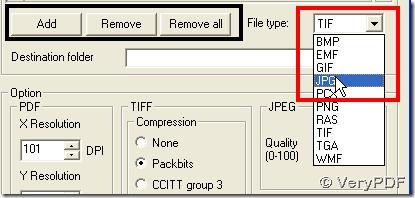 button for add, remove PDF and select objective format