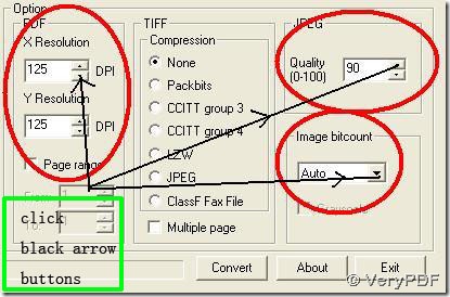 click related button to set DPI, JPEG quality and image bit-count