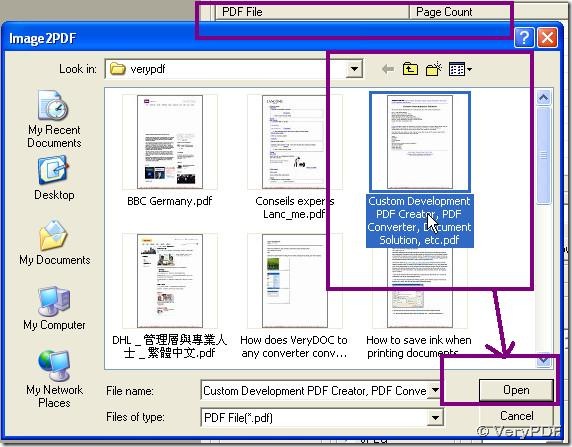 select PDF and click Open