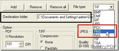 select PNG as objective format