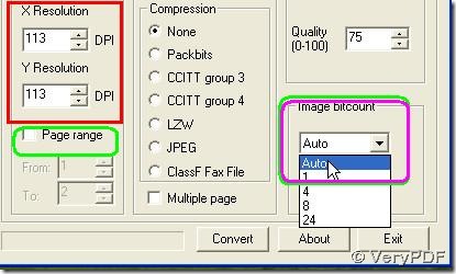 set DPI, image bit-count and click convert