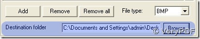 successful setting in file type and destination folder