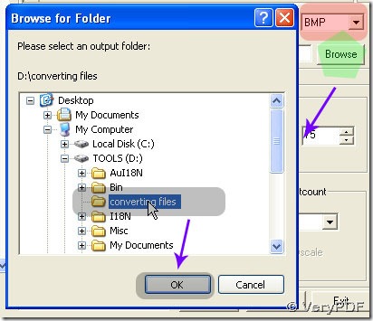 select targeting file type and click browse button to select objective folder