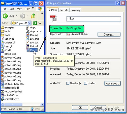 ps file contained in PCL Converter
