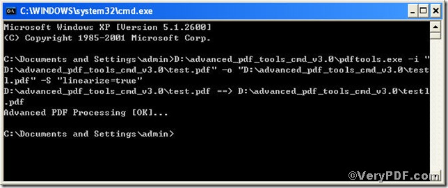 detailed operation displayed in command prompt 