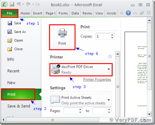 The operations of MS Office to postscript
