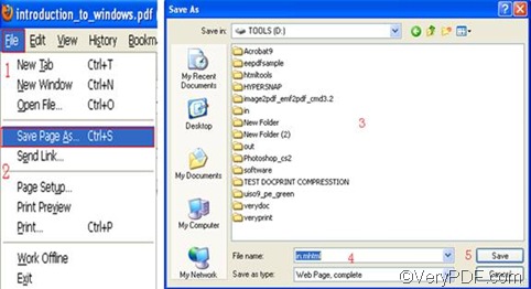  Save the web page as HTML format----the first step to set pdf subject