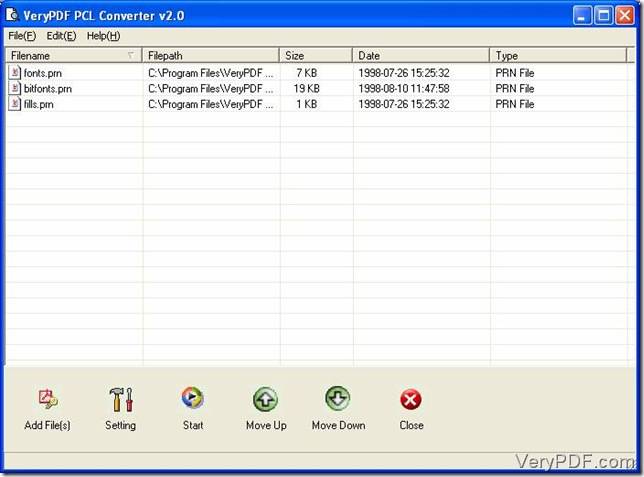 prn files are displayed in the file list.