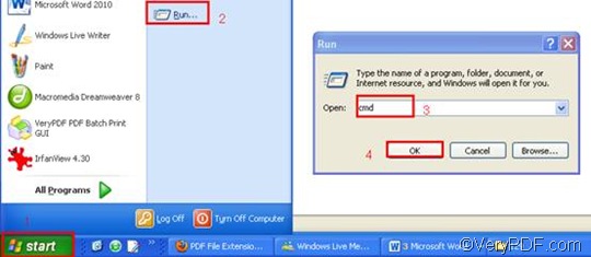 run the comand prompt window to convert web page to pdf