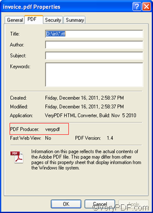 view the PDF producer