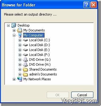 select an output directory for the converted files from px3 to pdf.