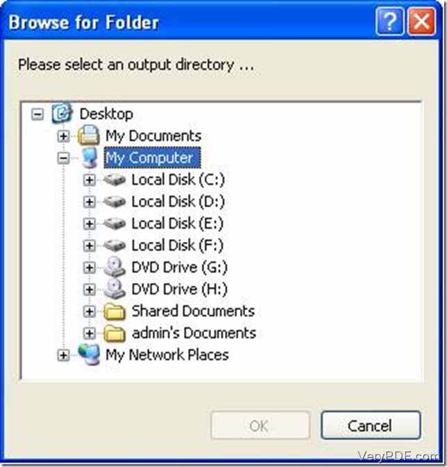 Select an output directory