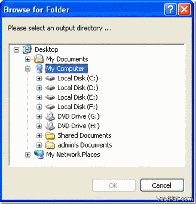 select an output directory