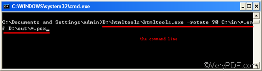 the command prompt with this command line: