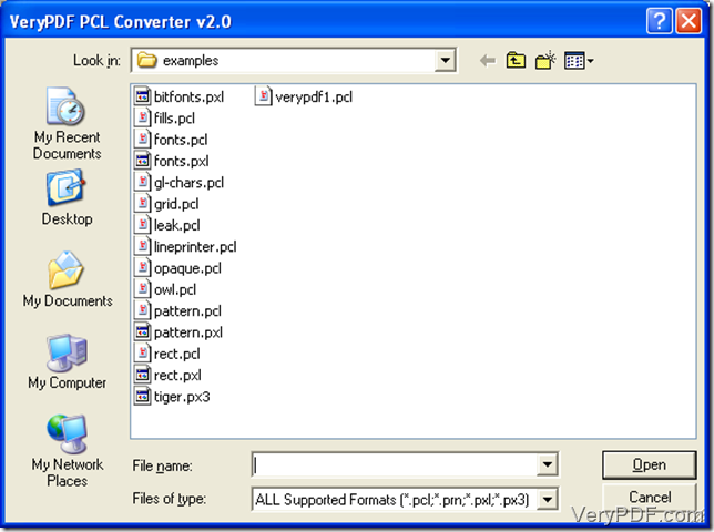 This window is used to select the files you want to convert.