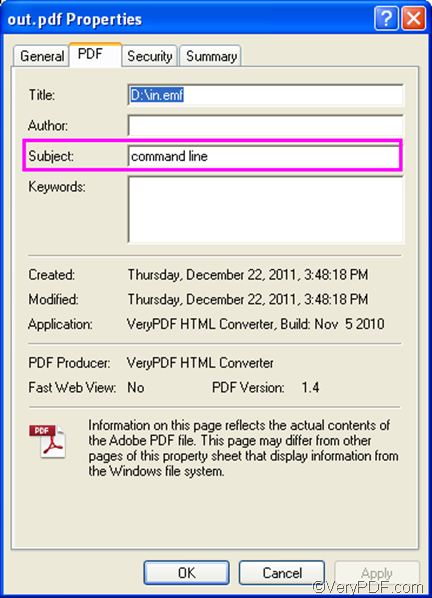 check the result after convert EMF to PDF and edit PDF subject