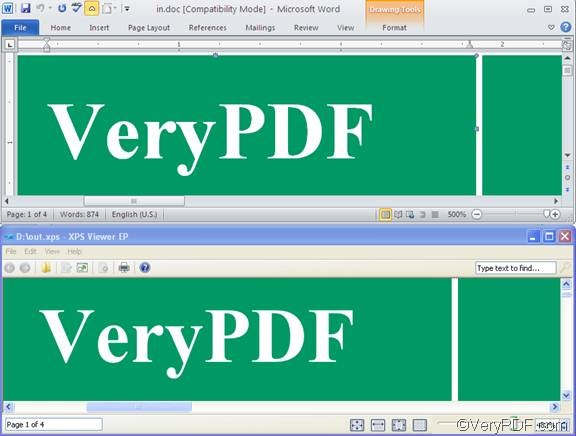 compare the files after convert Word to XPS