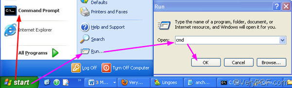 open the command prompt window--the first step to convert url to pdf