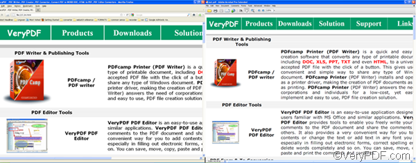  comparison between the original HTML file (left) and the output PDF file(right)