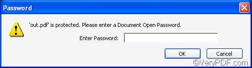 check the result after set PDF password
