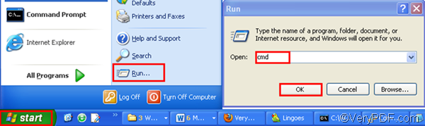 Open the command prompt window --the first step for convert documetns via comamnd line