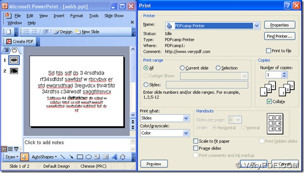 choose PDFcamp Printer after selecting print
