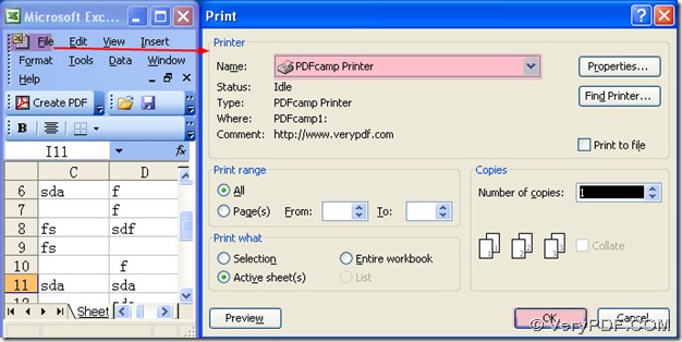precedure about conversion of excel  to pdf 