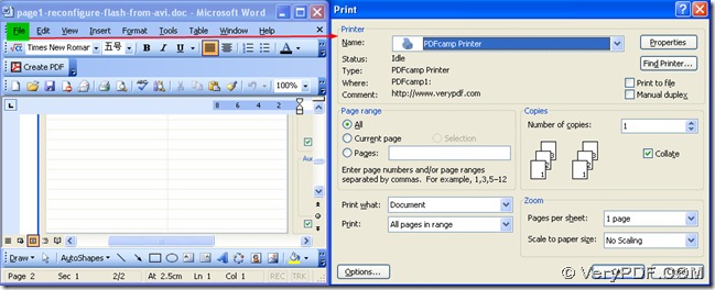 create PDF with virtual printer of PDFcamp Printer 