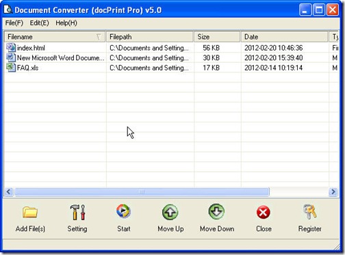 add files to Document Converter