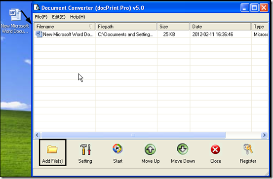 add file to Document Converter