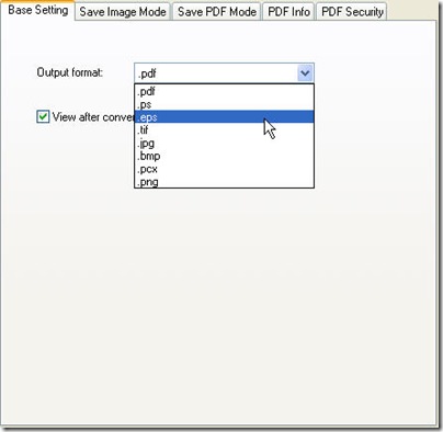 choose output file format as eps