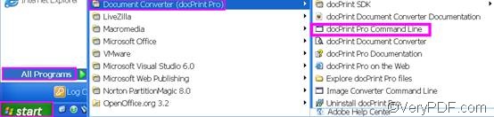  to see the basic usage of docPrint Pro Command Line