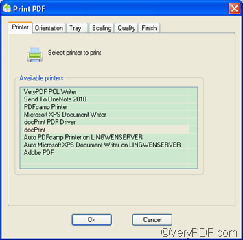 Print PDF dialog box