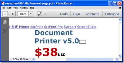 converted PDF file from web page