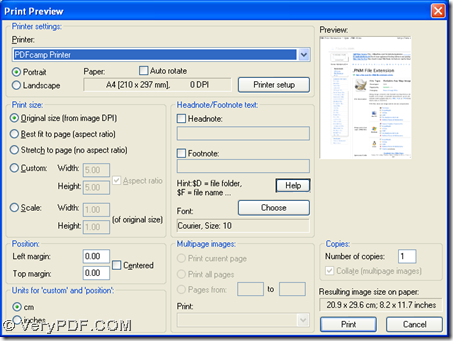 select PDFcamp Printer and click Print