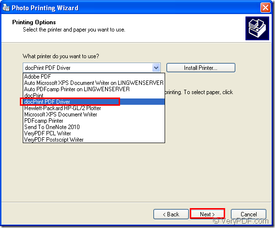 choose docPrint PDF Driver