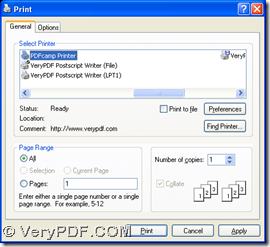 select PDFcamp Printer in Print panel