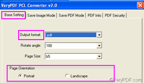 set options to convert PXL to PDF and set page orientation