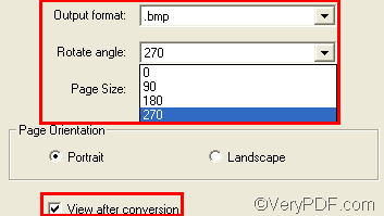 set options to PRN to BMP and rotate the page
